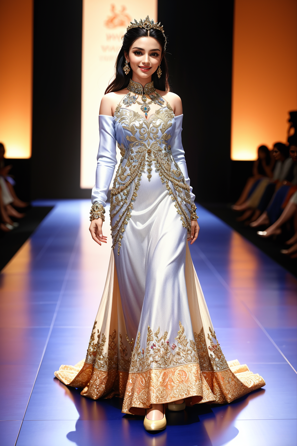 06528-138172153-((Masterpiece, best quality,edgQuality)),smile,smirk,_edgBW, a woman walking down a runway wearing a dress ,wearing edgBW fashio.png